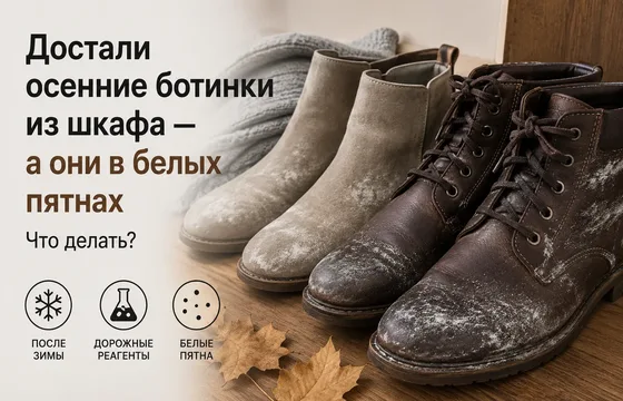 Достали осенние ботинки — а они в белых пятнах. Что делать?