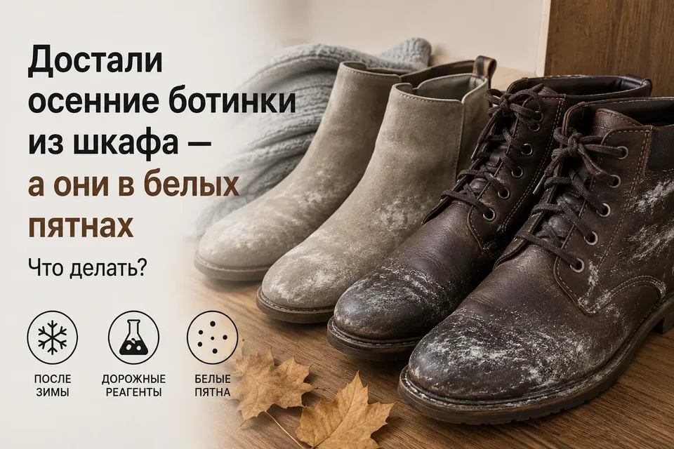 Достали осенние ботинки из шкафа — а они в белых пятнах. Что делать?