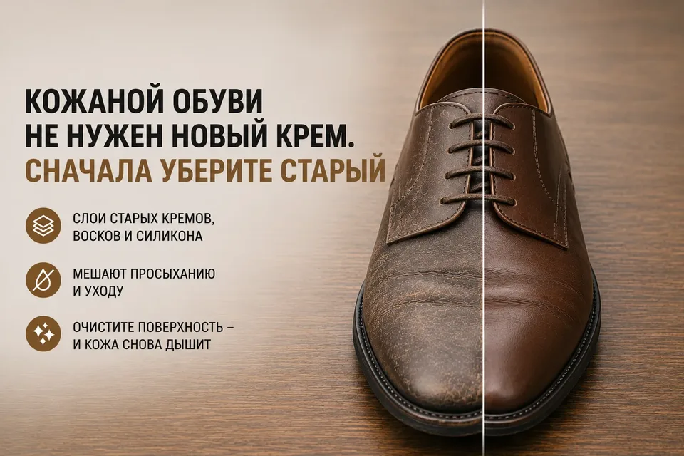 Кожаной обуви не нужен новый крем. Сначала уберите старый