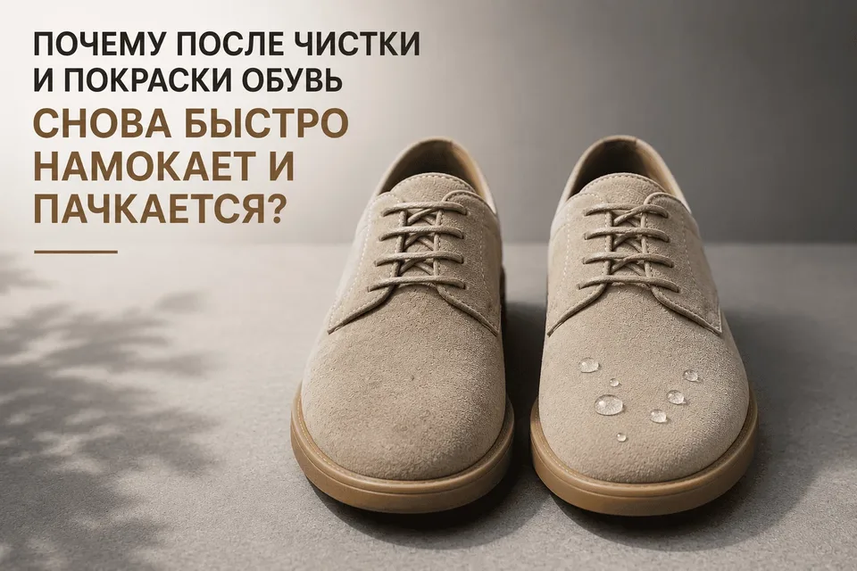 Почему после чистки и покраски обувь снова быстро намокает и пачкается?