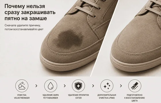 Почему нельзя сразу закрашивать пятно на замше